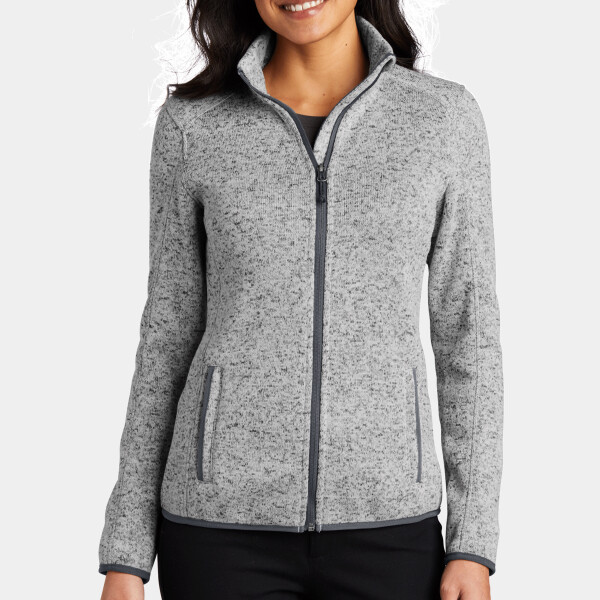 Custom No Minimum Port Authority Ladies Sweater Fleece Jacket L232 Front View
