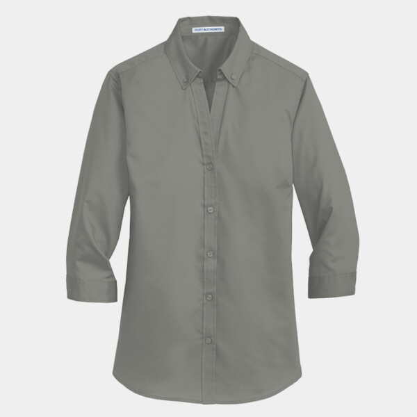 Custom No Minimum Port Authority Ladies 3/4 Sleeve SuperPro Twill Shirt L665 Front View