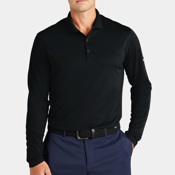 No Minimum Custom Logo Nike Dri FIT Micro Pique 2.0 Long Sleeve Polo NKDC2104 Front View