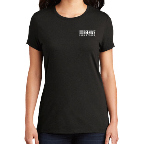 light print FRONT crest logo / R-SLEEVE stripes - Women's Perfect Tri ® Tee Thumbnail
