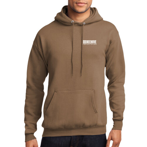 light print FRONT crest logo / R-SLEEVE stripes - Core Fleece Pullover Hooded Sweatshirt Thumbnail