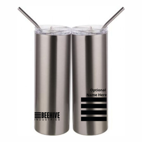 Beehive Personalized - 20 oz Stainless Silver Skinny Tumbler with Stainless Straw and Lid Thumbnail