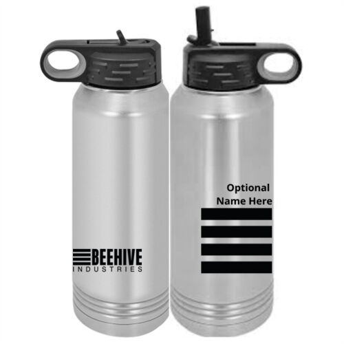 Beehive Personalized -  Custom 30 oz. NO MINIMUM Silver Stainless Steel Vacuum Insulated Water Bottle Thumbnail