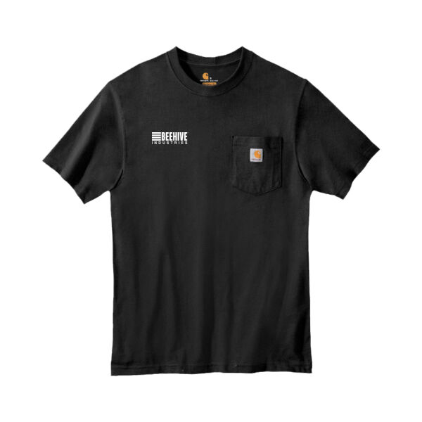light print FRONT crest logo / BACK neckline stripes - Tall Workwear Pocket Short Sleeve T Shirt Thumbnail