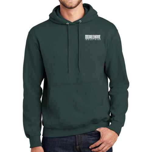 light print FRONT crest logo / R-SLEEVE stripes - Essential Fleece Pullover Hooded Sweatshirt Thumbnail