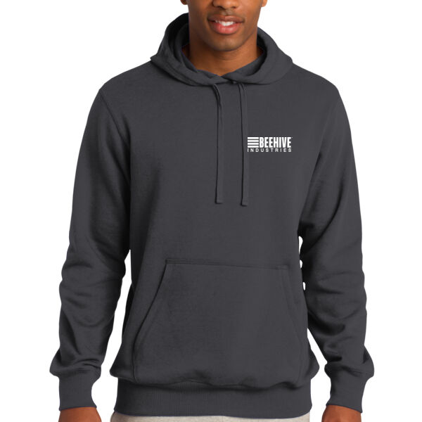 light print FRONT crest logo / R-SLEEVE stripes - Tall Pullover Hooded Sweatshirt Thumbnail