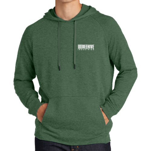light print FRONT crest logo / R-SLEEVE stripes - Lightweight French Terry Pullover Hoodie Thumbnail