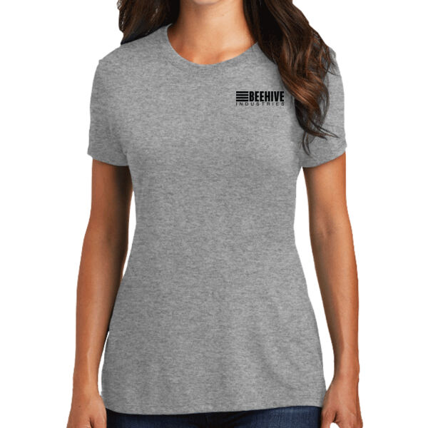 dark print FRONT crest logo / R-SLEEVE stripes - Women's Perfect Tri ® Tee Thumbnail