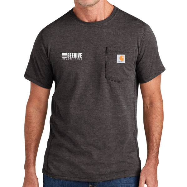 light print FRONT crest logo / BACK neckline stripes - Force ® Short Sleeve Pocket T Shirt Thumbnail