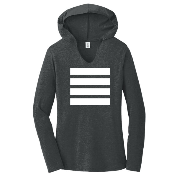 Beehive Front Stripes / Back Logo Printed  - Women's Perfect Tri ® Long Sleeve Hoodie Thumbnail
