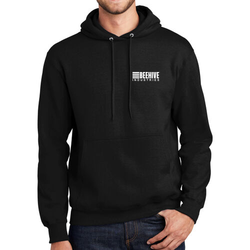 Beehive Crest / Sleeve Stripes  - Tall Essential Fleece Pullover Hooded Sweatshirt Thumbnail