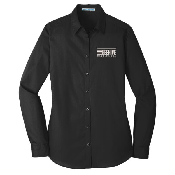 Beehive Embroidered  - Ladies Long Sleeve Carefree Poplin Shirt Thumbnail
