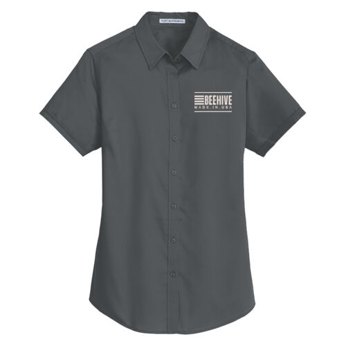 Beehive Embroidered  - Ladies Short Sleeve SuperPro Twill Shirt Thumbnail