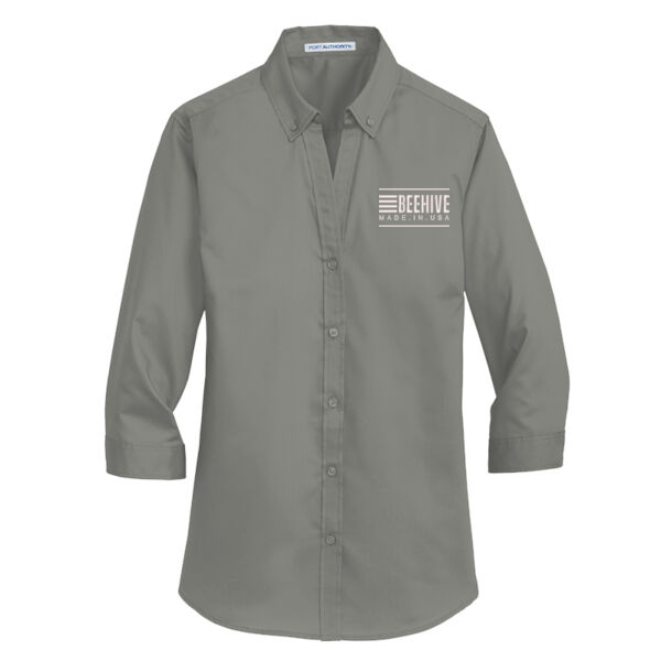 Beehive Embroidered  - Ladies 3/4 Sleeve SuperPro Twill Shirt Thumbnail