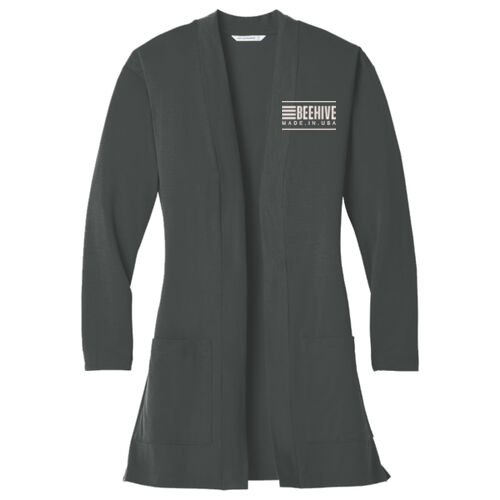 Beehive Embroidered  - Ladies Concept Long Pocket Cardigan Thumbnail