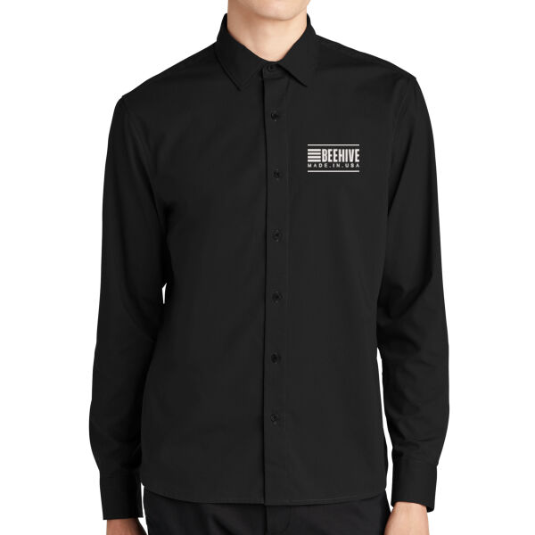 Beehive Embroidered - Long Sleeve Stretch Woven Shirt Thumbnail