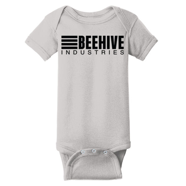 Beehive Logo / Sleeve Stripes - Infant Short Sleeve Baby Rib Bodysuit Thumbnail