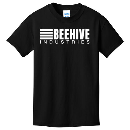 Beehive front logo / sleeve stripes printed  - Youth Core Cotton Tee Thumbnail