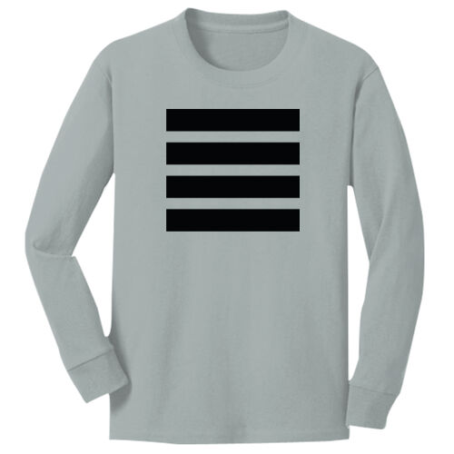 Beehive Stripes Front / Logo Back Printed  - Youth Long Sleeve Core Cotton Tee Thumbnail