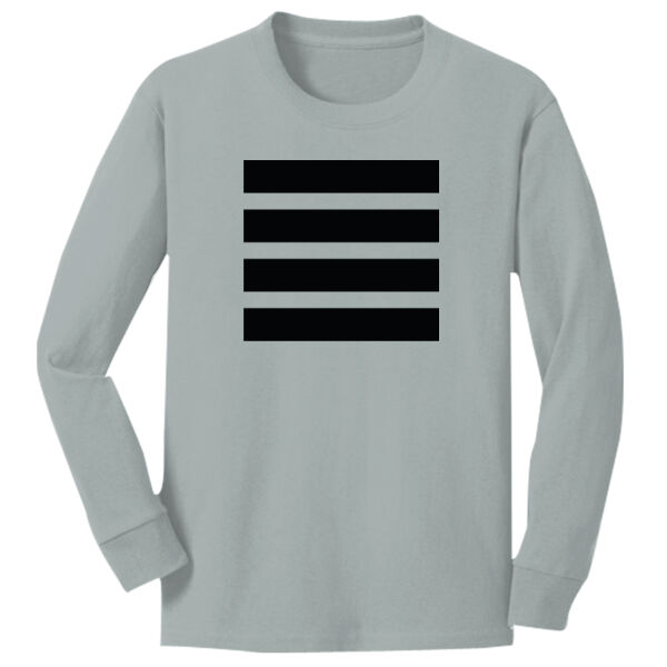 Beehive Stripes Front / Logo Back Printed  - Youth Long Sleeve Core Cotton Tee Thumbnail