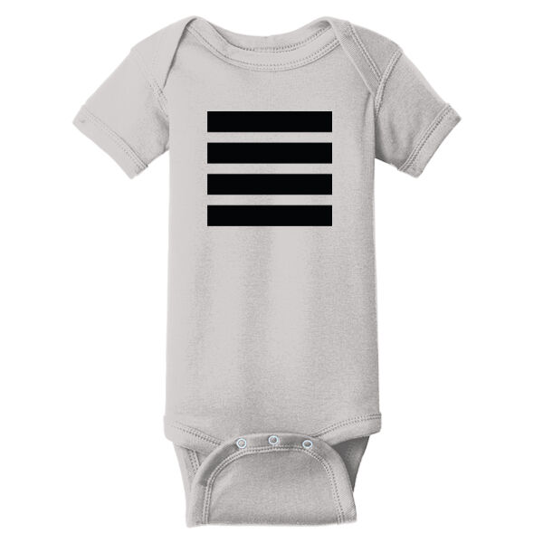 Beehive Stripes Front / Logo Back Printed  - Infant Short Sleeve Baby Rib Bodysuit Thumbnail