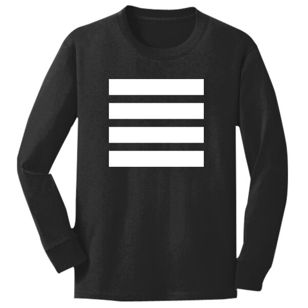 Beehive Front Stripes/ Logo Back Printed  - Youth Long Sleeve Core Cotton Tee Thumbnail