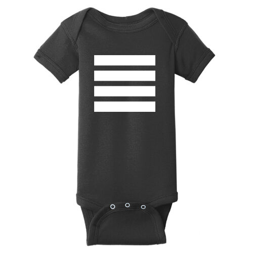 Beehive Front Stripes/ Logo Back Printed  - Infant Short Sleeve Baby Rib Bodysuit Thumbnail