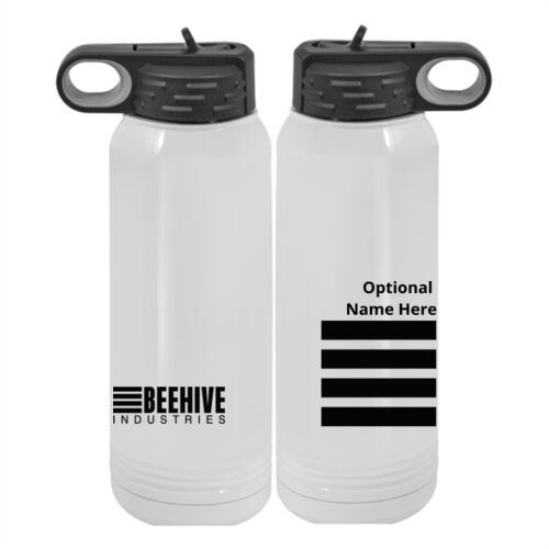 Beehive Personalized - Custom 30 oz. NO MIMINUM White Stainless Steel Vacuum Insulated Water Bottle Thumbnail