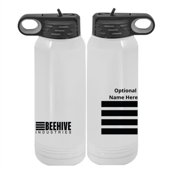 Beehive Personalized - Custom 30 oz. NO MIMINUM White Stainless Steel Vacuum Insulated Water Bottle Thumbnail