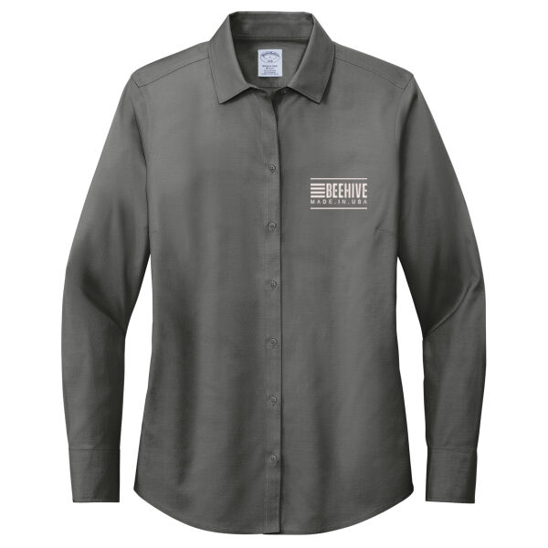 Beehive Embroidered  - Women's Wrinkle Free Stretch Pinpoint Shirt Thumbnail