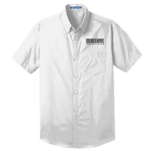 Beehive Embroidered - Short Sleeve Carefree Poplin Shirt Thumbnail