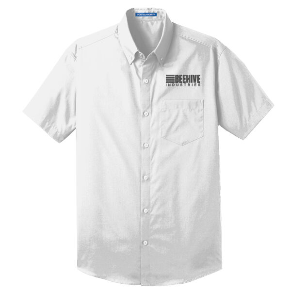 Beehive Embroidered - Short Sleeve Carefree Poplin Shirt Thumbnail