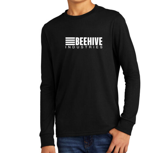 Beehive front logo / sleeve stripes printed  - Youth Perfect Tri ® Long Sleeve Tee Thumbnail