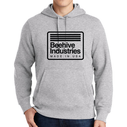 Dark Print FRONT FULL made in USA / R-SLEEVE stripes - Pullover Hooded Sweatshirt Thumbnail