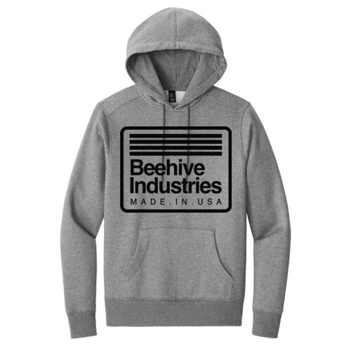 Dark Print FRONT FULL made in USA / R-SLEEVE stripes - Perfect Weight ® Fleece Hoodie Thumbnail