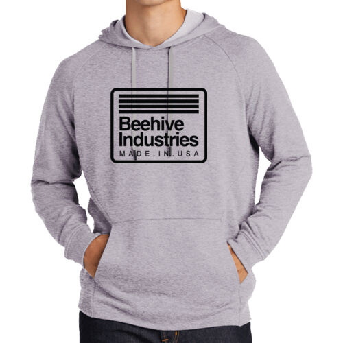 Dark Print FRONT FULL made in USA / R-SLEEVE stripes - Lightweight French Terry Pullover Hoodie Thumbnail