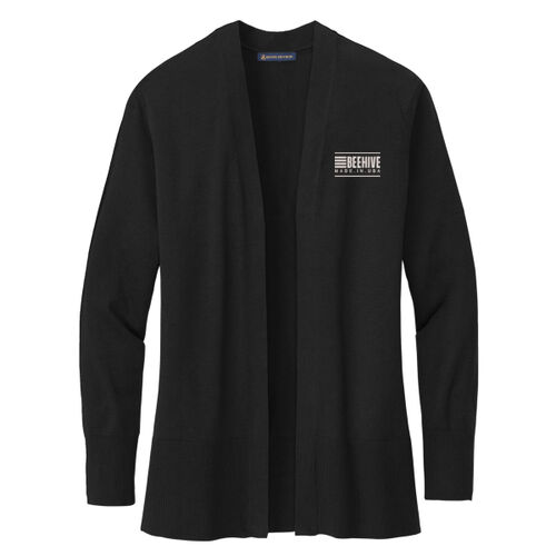 Beehive Embroidered  - Women's Cotton Stretch Long Cardigan Sweater Thumbnail