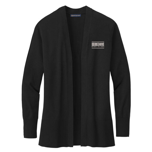 Beehive Embroidered  - Women's Cotton Stretch Long Cardigan Sweater Thumbnail