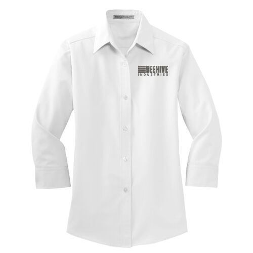 Beehive Embroidered - Ladies 3/4 Sleeve Easy Care Shirt Thumbnail