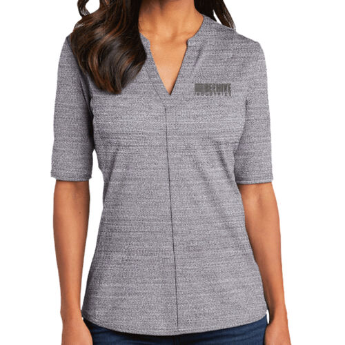 Beehive Embroidered - Ladies Stretch Heather Open Neck Top Thumbnail