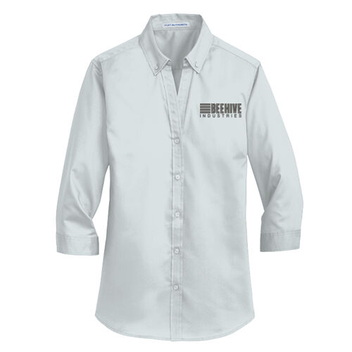 Beehive Embroidered - Ladies 3/4 Sleeve SuperPro Twill Shirt Thumbnail