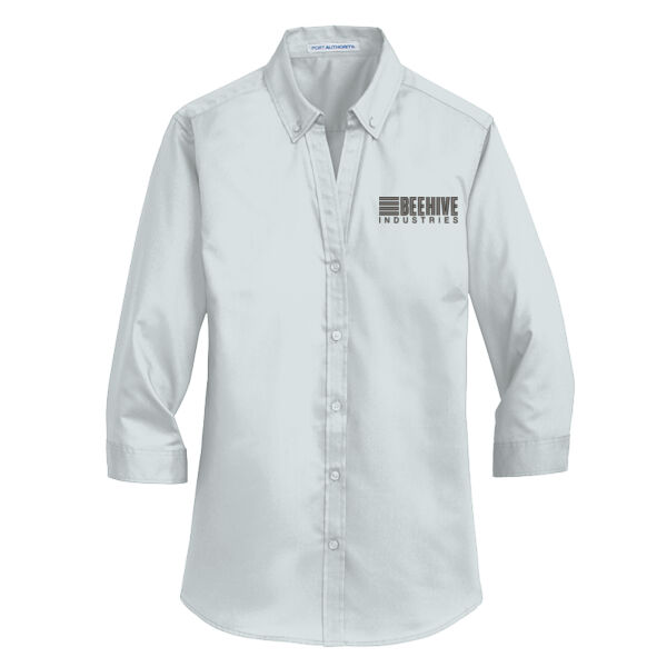 Beehive Embroidered - Ladies 3/4 Sleeve SuperPro Twill Shirt Thumbnail