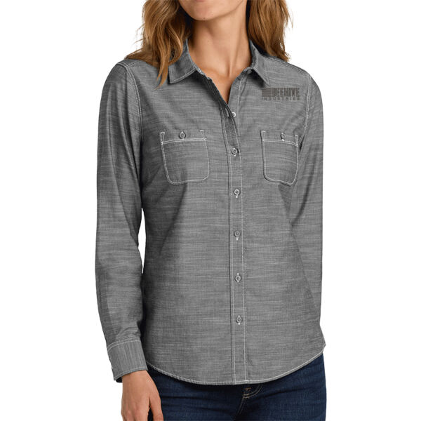 Beehive Embroidered - Ladies Slub Chambray Shirt Thumbnail