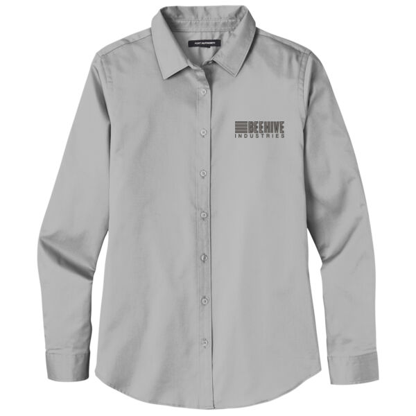 Beehive Embroidered - Ladies Long Sleeve SuperPro React ™ Twill Shirt Thumbnail