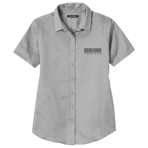 Beehive Embroidered - Ladies Short Sleeve SuperPro React Twill Shirt Thumbnail
