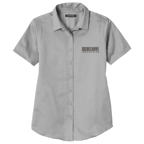 Beehive Embroidered - Ladies Short Sleeve SuperPro React Twill Shirt Thumbnail