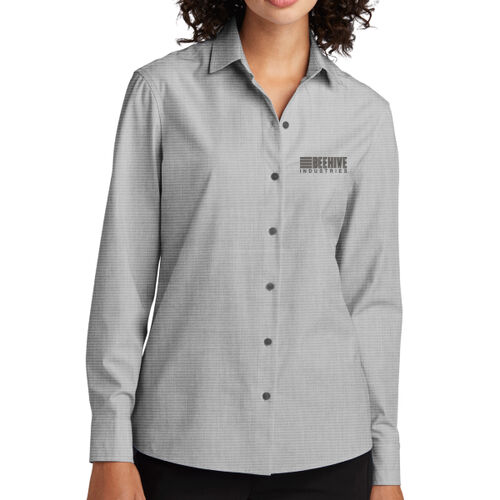 Beehive Embroidered - Women's Long Sleeve Stretch Woven Shirt Thumbnail