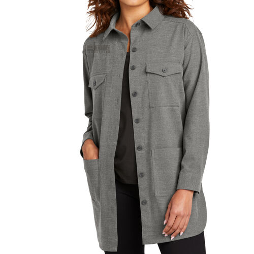 Beehive Embroidered - Women's Long Sleeve Twill Overshirt Thumbnail