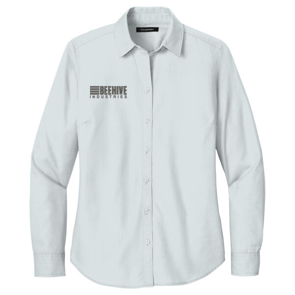 Beehive Embroidered - Women's Long Sleeve Nailhead Easy Care Shirt Thumbnail