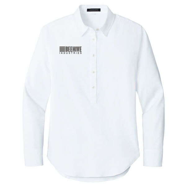Beehive Embroidered - Women's Long Sleeve Modern Oxford Shirt Thumbnail